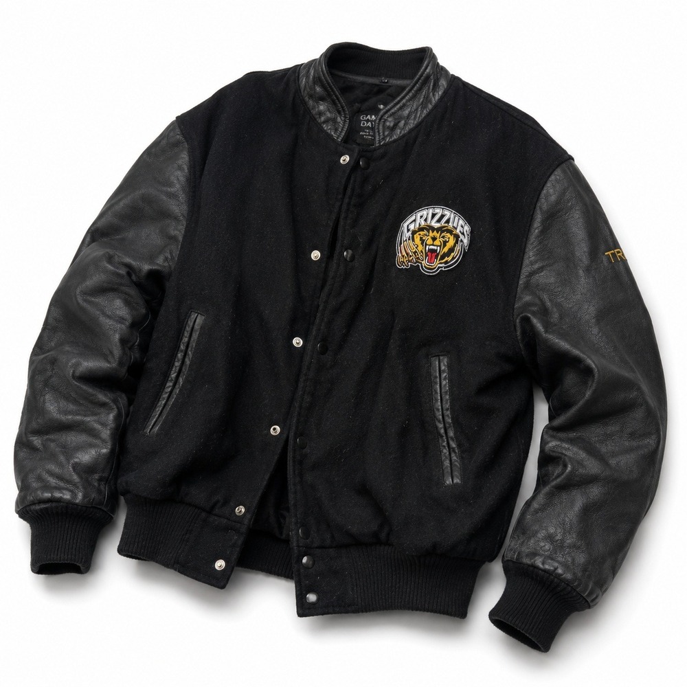 Vintage Grizzlies Hockey Varsity Jacket Wool Leather Canada Sportswear Large